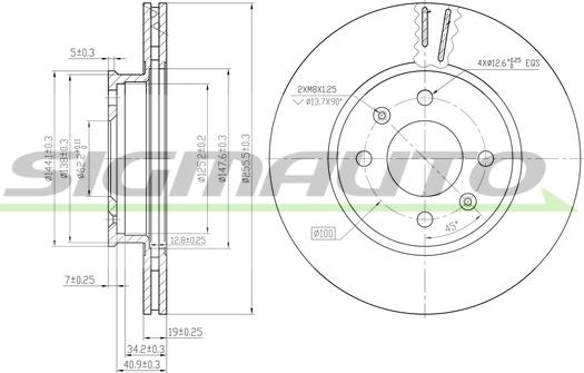 SIGMAUTO DBB636V - Тормозной диск autospares.lv