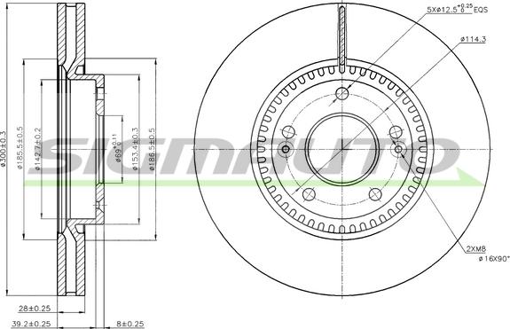 SIGMAUTO DBB630V - Тормозной диск autospares.lv