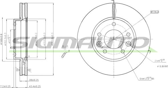 SIGMAUTO DBB629V - Тормозной диск autospares.lv