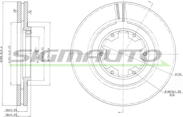 SIGMAUTO DBB626V - Тормозной диск autospares.lv