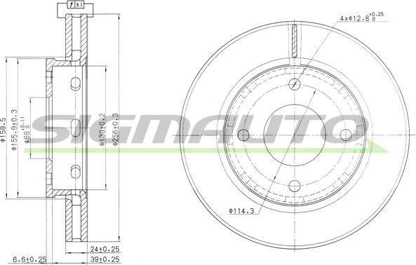 SIGMAUTO DBB621V - Тормозной диск autospares.lv