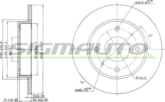 SIGMAUTO DBB622S - Тормозной диск autospares.lv