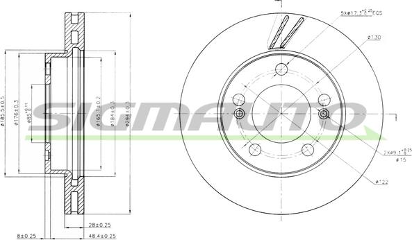 SIGMAUTO DBB627V - Тормозной диск autospares.lv