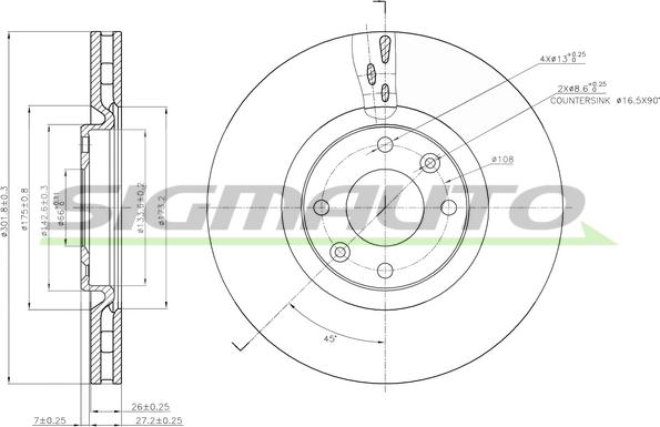 SIGMAUTO DBB676V - Тормозной диск autospares.lv