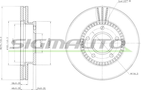 SIGMAUTO DBB673V - Тормозной диск autospares.lv