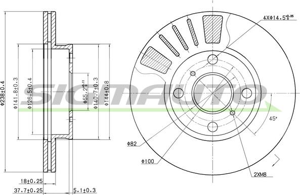 SIGMAUTO DBB094V - Тормозной диск autospares.lv