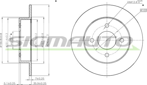 SIGMAUTO DBB058S - Тормозной диск autospares.lv