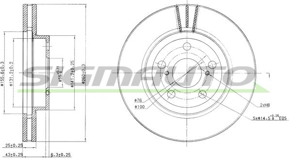 SIGMAUTO DBB064V - Тормозной диск autospares.lv