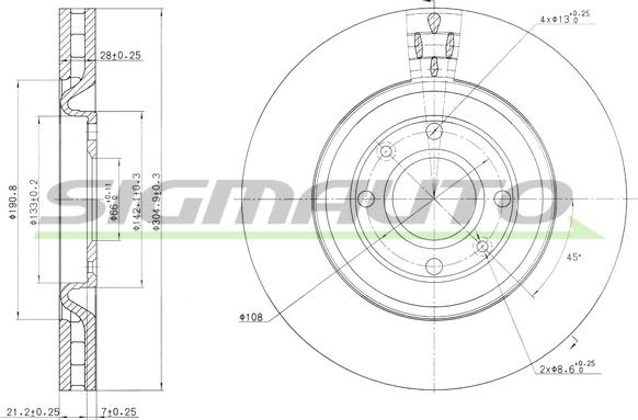 SIGMAUTO DBB065V - Тормозной диск autospares.lv