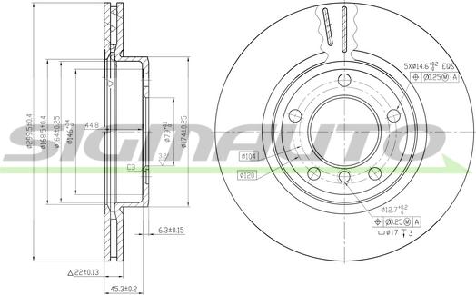 SIGMAUTO DBB066V - Тормозной диск autospares.lv