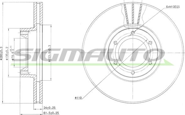 SIGMAUTO DBB067V - Тормозной диск autospares.lv