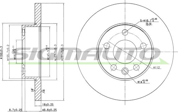 SIGMAUTO DBB011S - Тормозной диск autospares.lv