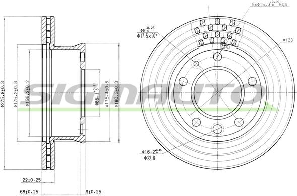 SIGMAUTO DBB013V - Тормозной диск autospares.lv