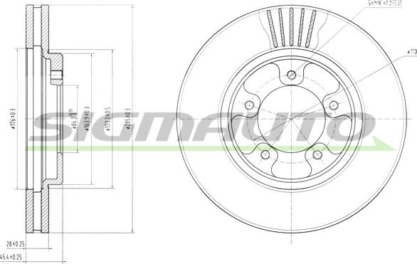 SIGMAUTO DBB039V - Тормозной диск autospares.lv