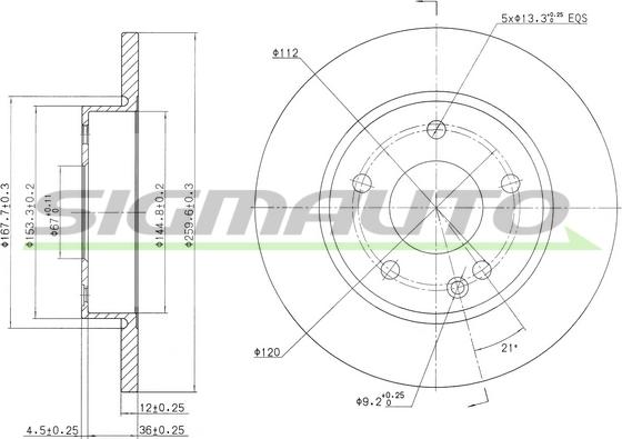 SIGMAUTO DBB034S - Тормозной диск autospares.lv