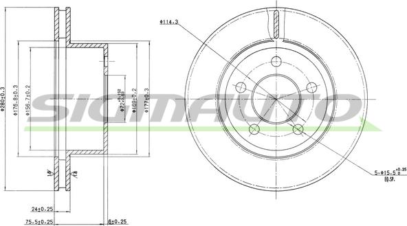 SIGMAUTO DBB027V - Тормозной диск autospares.lv