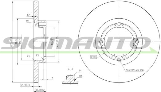 SIGMAUTO DBB076S - Тормозной диск autospares.lv