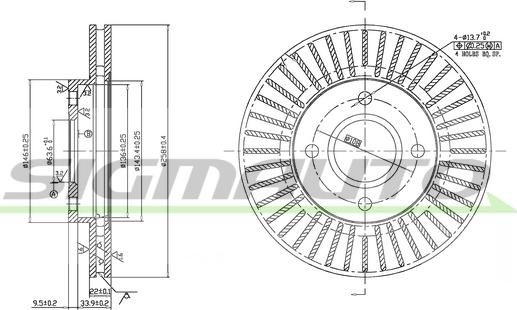 SIGMAUTO DBB072V - Тормозной диск autospares.lv