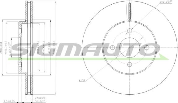 SIGMAUTO DBB195V - Тормозной диск autospares.lv