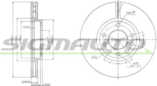 SIGMAUTO DBB191V - Тормозной диск autospares.lv