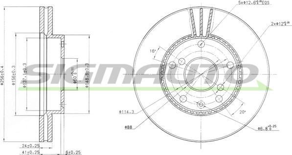 SIGMAUTO DBB192V - Тормозной диск autospares.lv