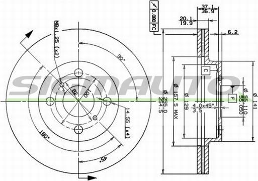 SIGMAUTO DBB149V - Тормозной диск autospares.lv