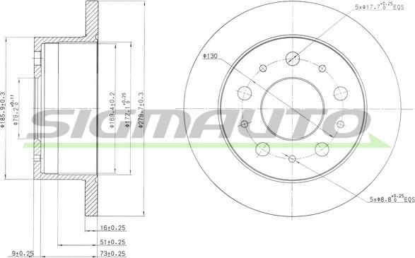 SIGMAUTO DBB145S - Тормозной диск autospares.lv