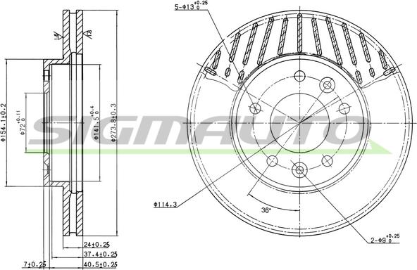 SIGMAUTO DBB146V - Тормозной диск autospares.lv