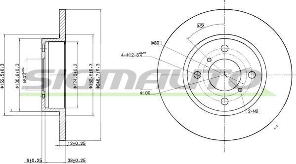 SIGMAUTO DBB148S - Тормозной диск autospares.lv