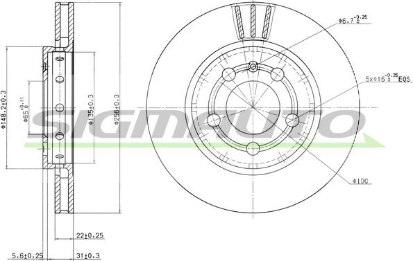 SIGMAUTO DBB154V - Тормозной диск autospares.lv
