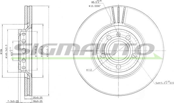 SIGMAUTO DBB156V - Тормозной диск autospares.lv