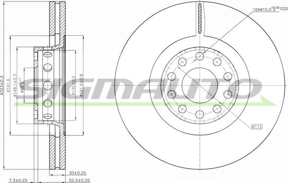 SIGMAUTO DBB150V - Тормозной диск autospares.lv