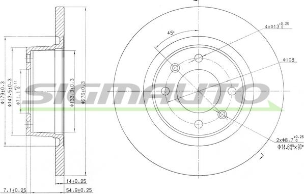 SIGMAUTO DBB157S - Тормозной диск autospares.lv