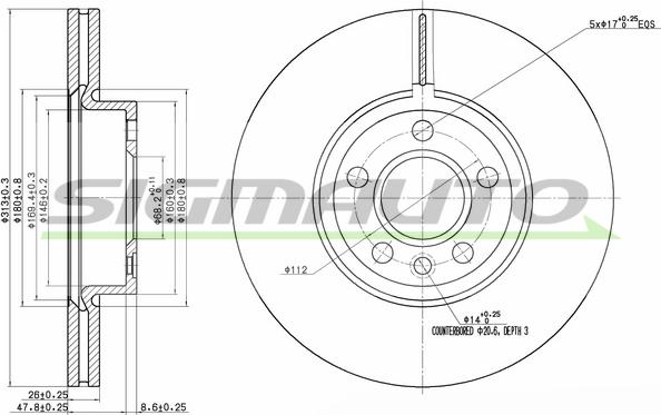 SIGMAUTO DBB160V - Тормозной диск autospares.lv