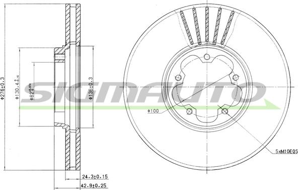 SIGMAUTO DBB113V - Тормозной диск autospares.lv