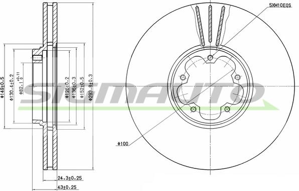 SIGMAUTO DBB112V - Тормозной диск autospares.lv