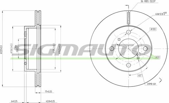 SIGMAUTO DBB117V - Тормозной диск autospares.lv