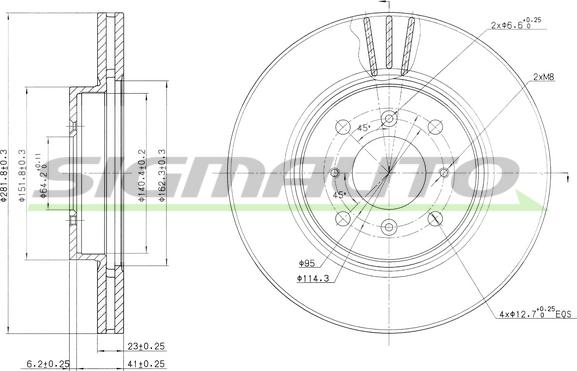 SIGMAUTO DBB189V - Тормозной диск autospares.lv