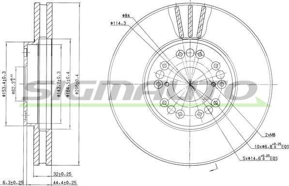 SIGMAUTO DBB134V - Тормозной диск autospares.lv