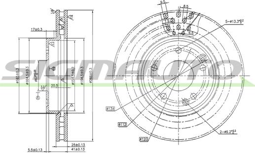 SIGMAUTO DBB135V - Тормозной диск autospares.lv