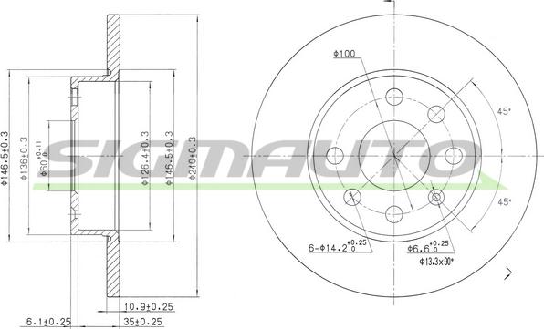 SIGMAUTO DBB129S - Тормозной диск autospares.lv