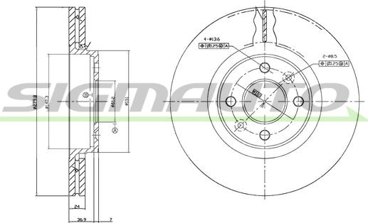 SIGMAUTO DBB124V - Тормозной диск autospares.lv