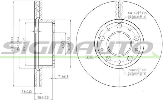 SIGMAUTO DBB170V - Тормозной диск autospares.lv