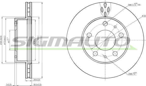 SIGMAUTO DBB171V - Тормозной диск autospares.lv