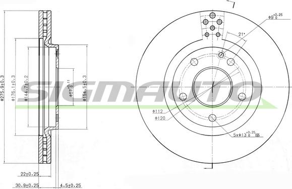 SIGMAUTO DBB173V - Тормозной диск autospares.lv