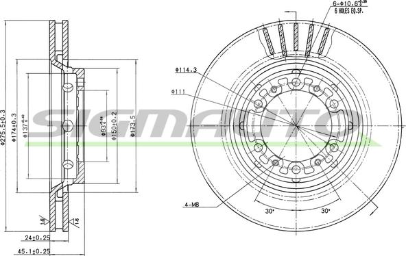 SIGMAUTO DBB892V - Тормозной диск autospares.lv