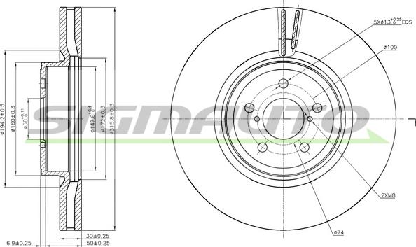 SIGMAUTO DBB841V - Тормозной диск autospares.lv