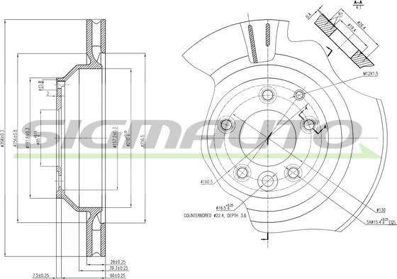 SIGMAUTO DBB855V - Тормозной диск autospares.lv