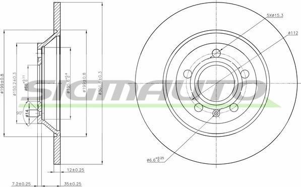 SIGMAUTO DBB850S - Тормозной диск autospares.lv