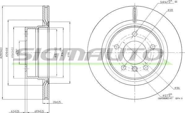 SIGMAUTO DBB851V - Тормозной диск autospares.lv